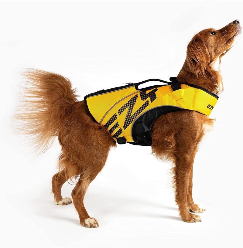 EzyDog DFD X2 Dog Life Jacket - Adjustable Swimming Safety Life Vest Preserver with Continuous Neck Flotation, Reflective Trim, & Grab Handle (XS, Yellow) - Image 2
